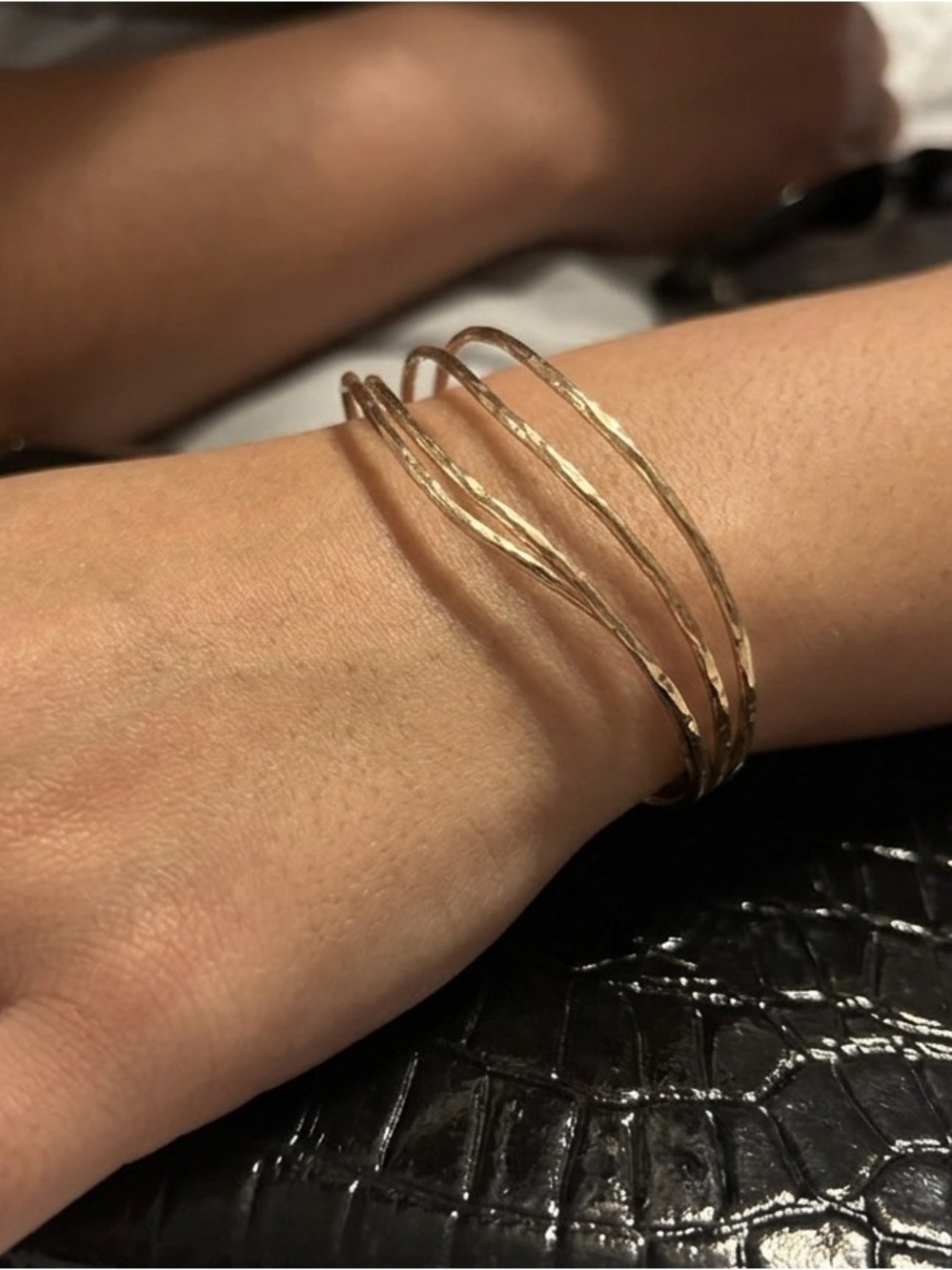 Gold-Tone Multi-Band Hammered Bracelet